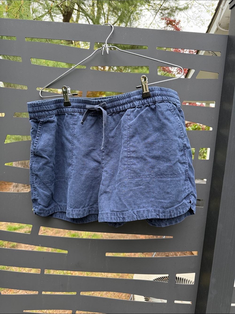 J. Crew Navy Drawstring Linen / Lycocell Athletic Shorts sz XL w pockets